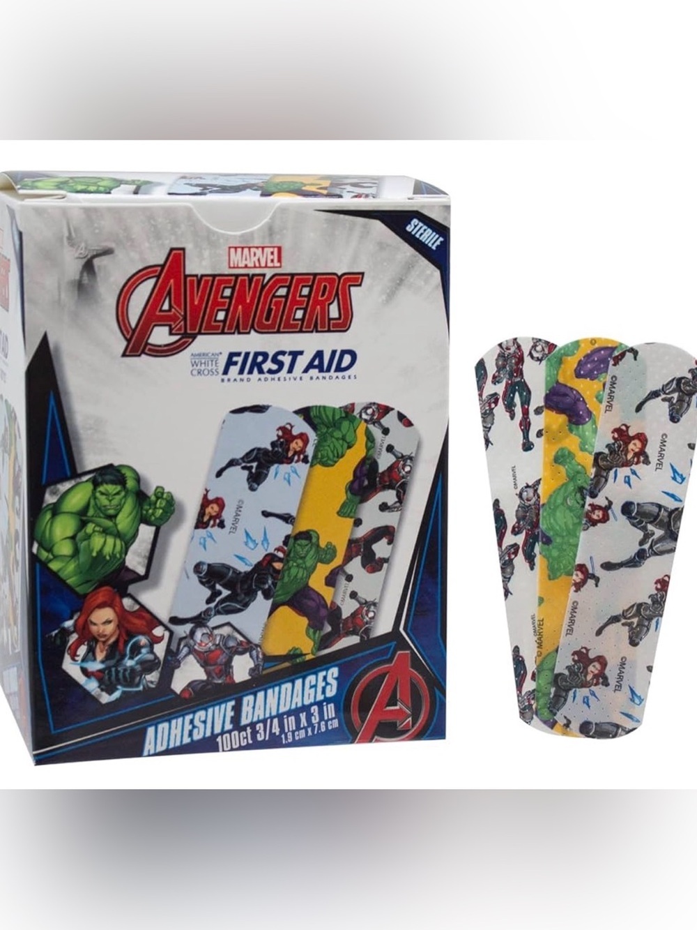 Marvel Avengers Assortment Adhesive Bandages 100-ct Hulk, Black Widow, Ant Man